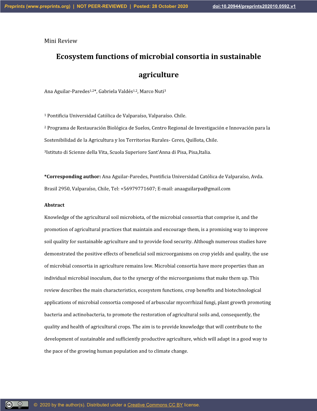 Ecosystem Functions of Microbial Consortia in Sustainable