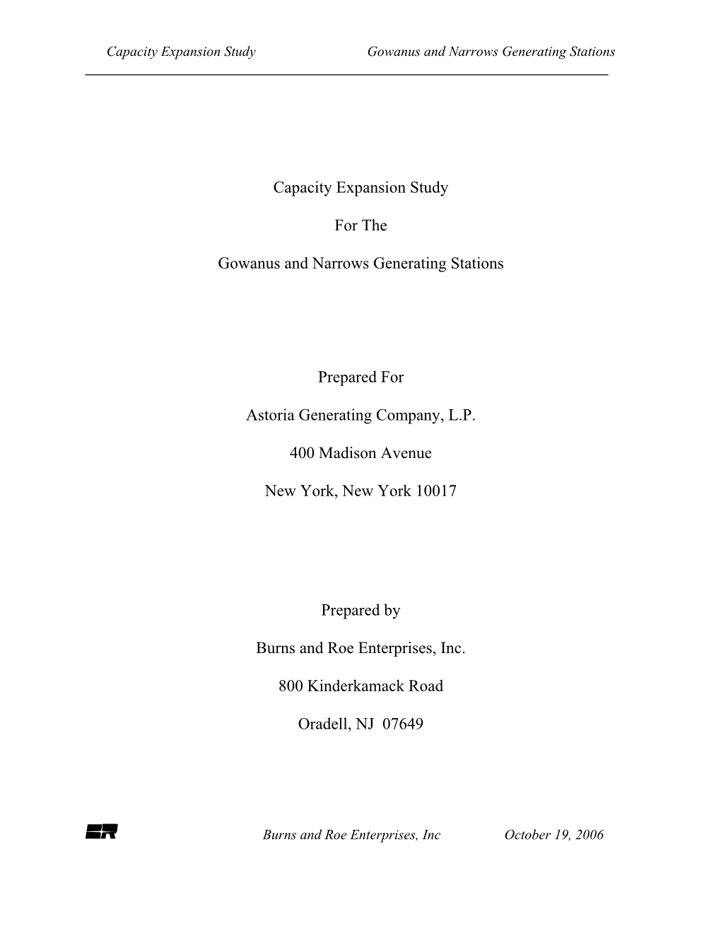 Capacity Expansion Study Gowanus and Narrows Generating Stations ______