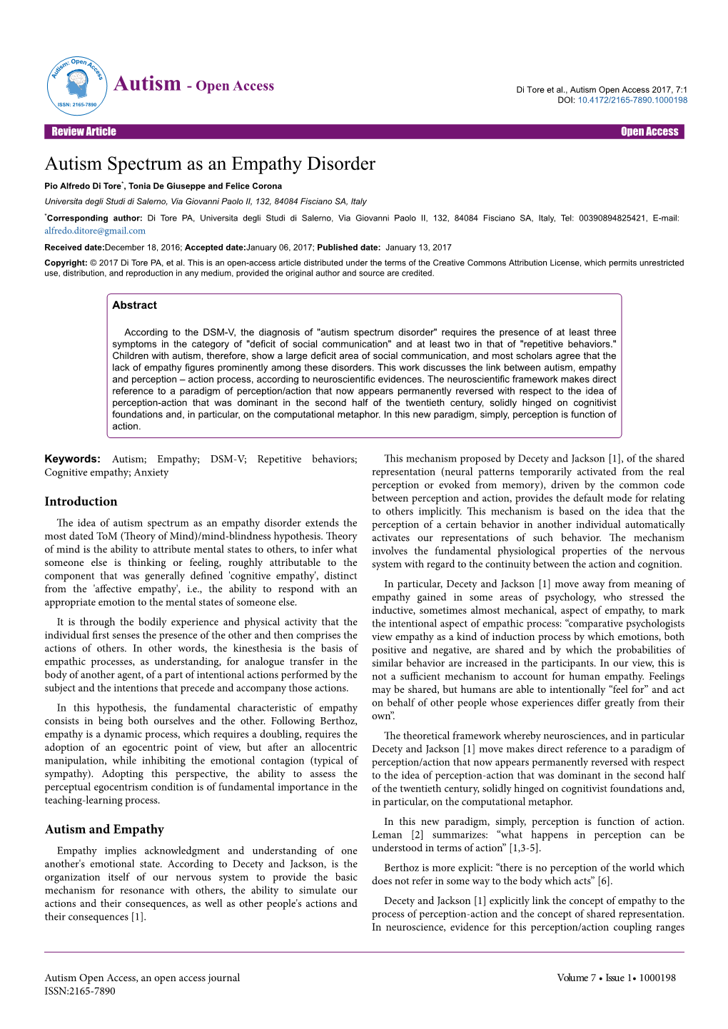 Autism Spectrum As an Empathy Disorder