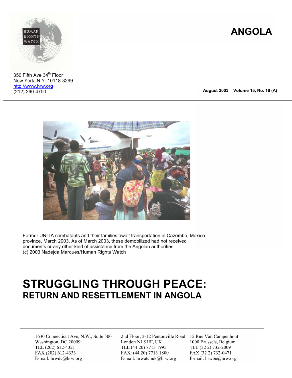 Return and Resettlement in Angola