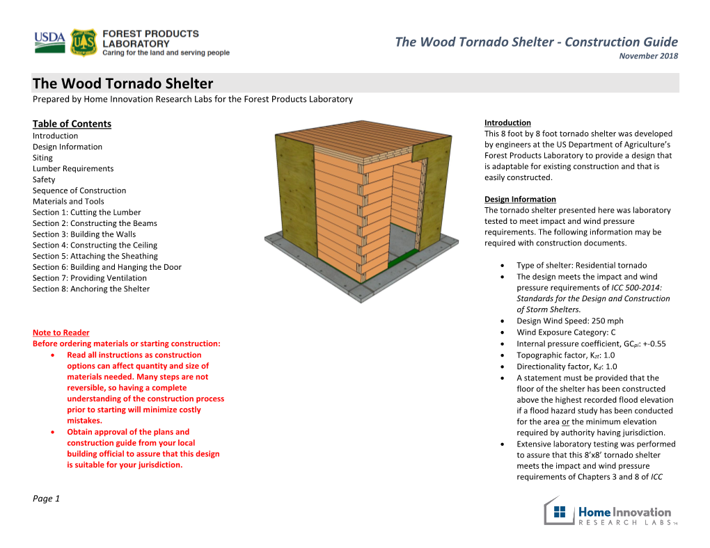 Wood Tornado Shelter - Construction Guide November 2018