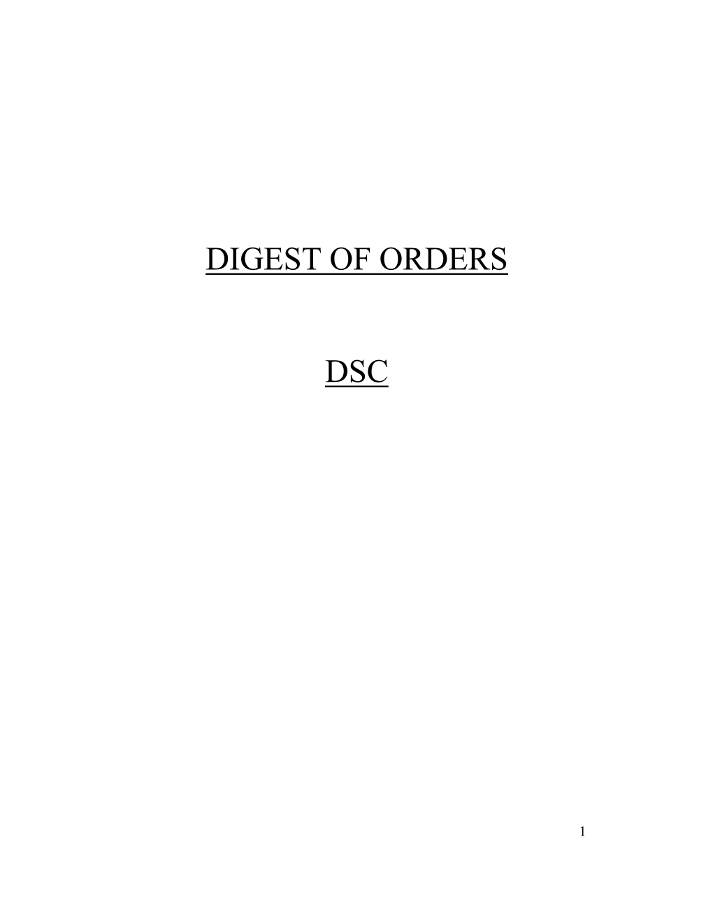 Digest of Orders