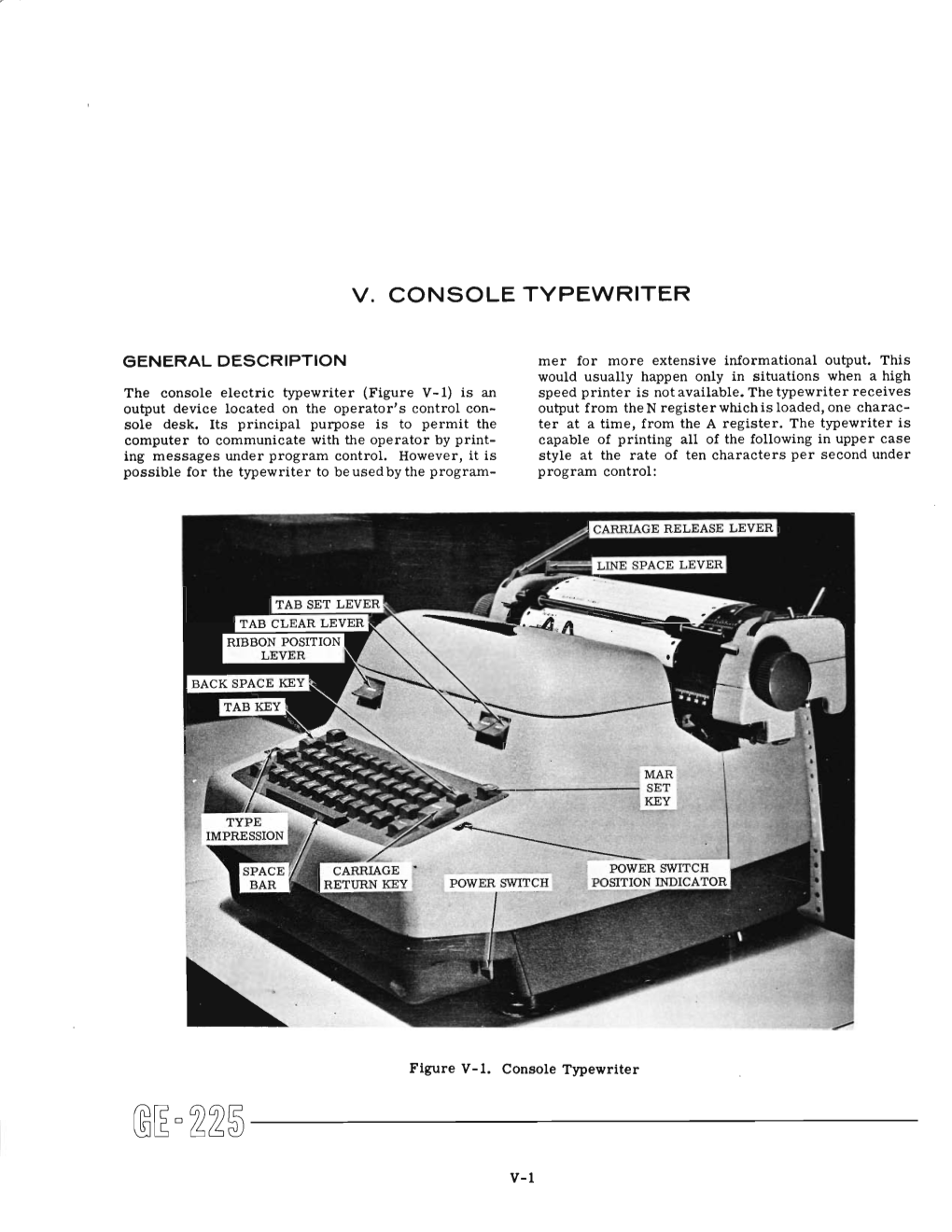 V. Console Typewriter