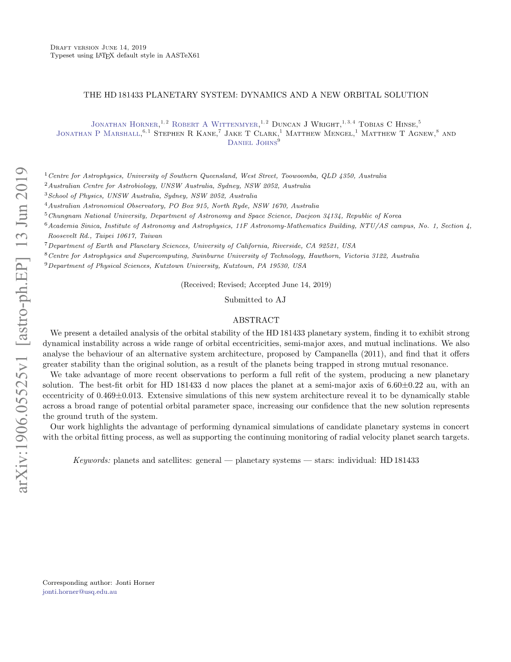 The Hd 181433 Planetary System: Dynamics and a New Orbital Solution