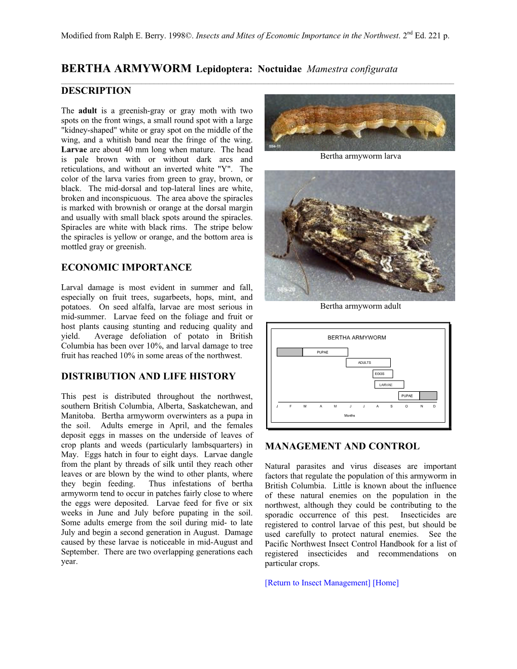 BERTHA ARMYWORM Lepidoptera: Noctuidae Mamestra Configurata ______DESCRIPTION