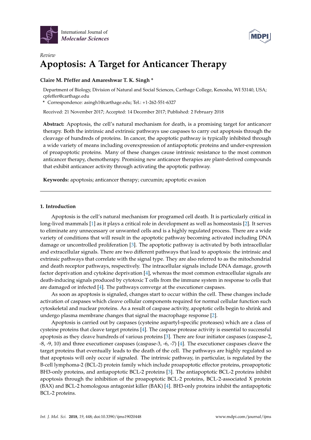 Apoptosis: a Target for Anticancer Therapy