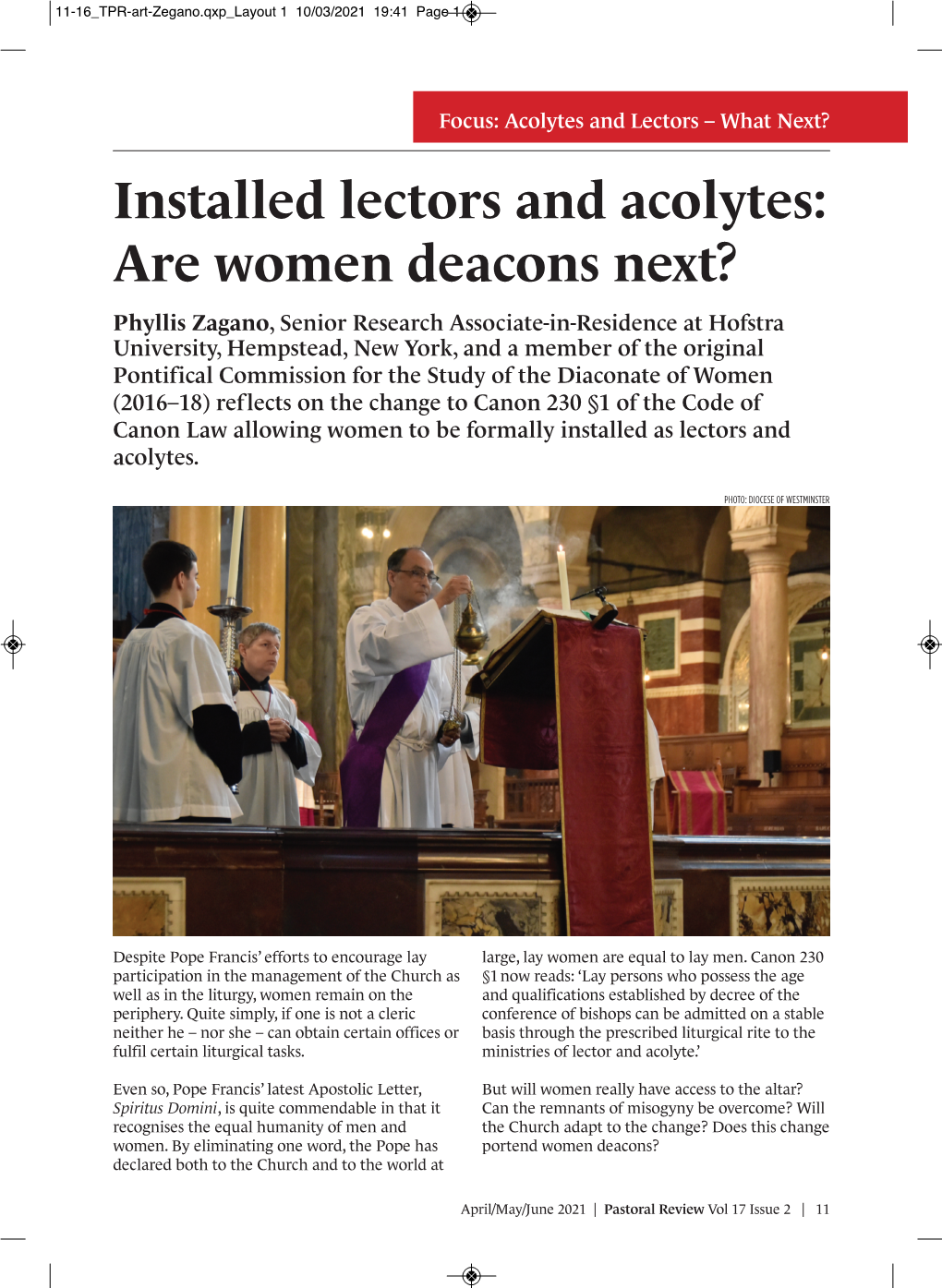 Installed Lectors and Acolytes: Are Women