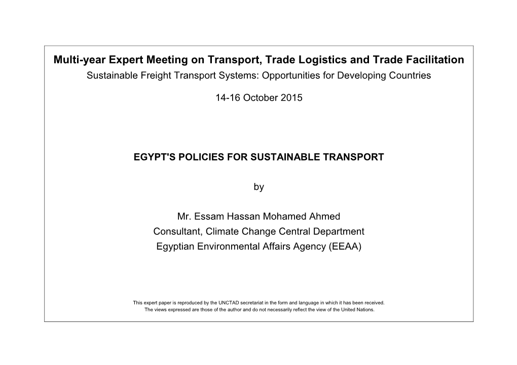 Egypt's Policies for Sustainable Transport