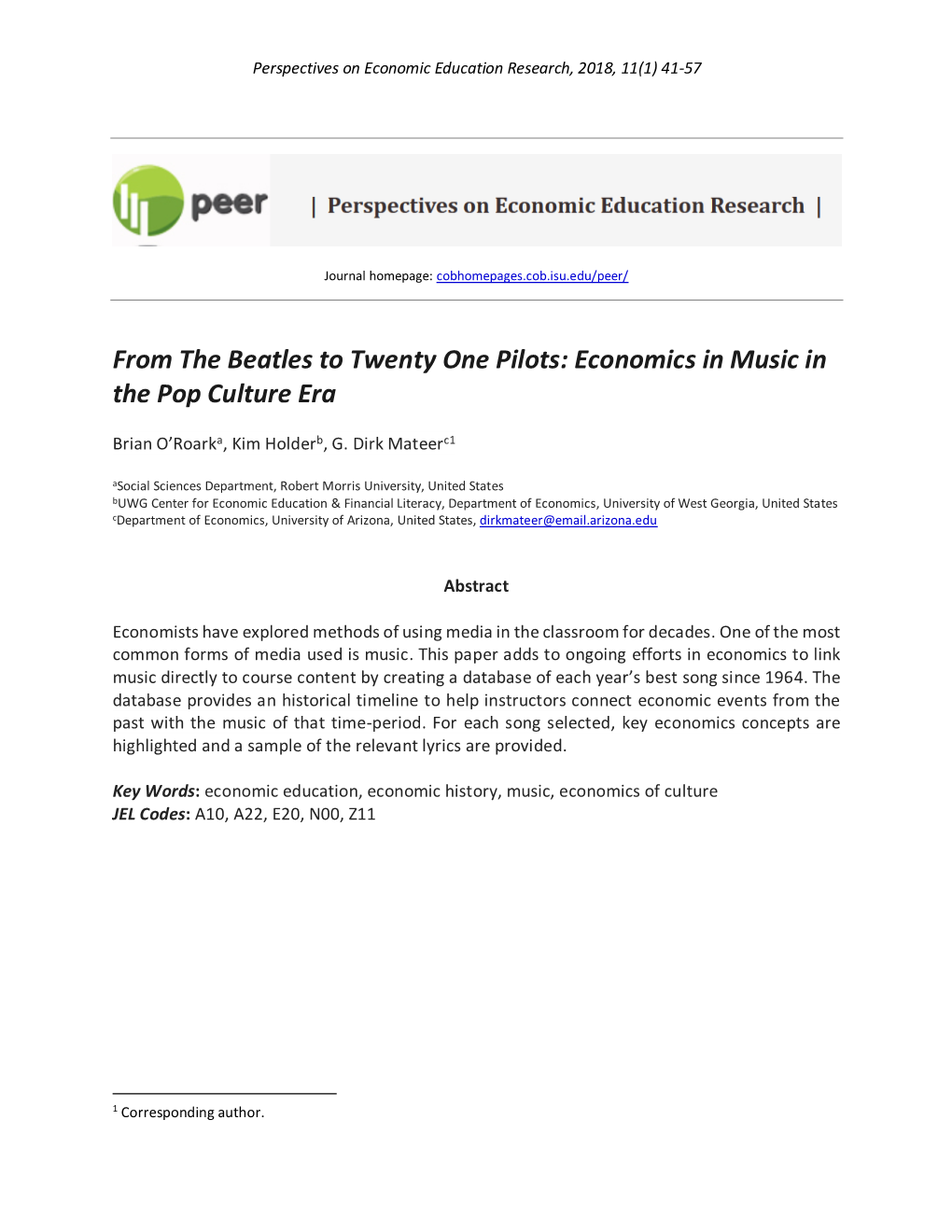 Economics in Music in the Pop Culture Era