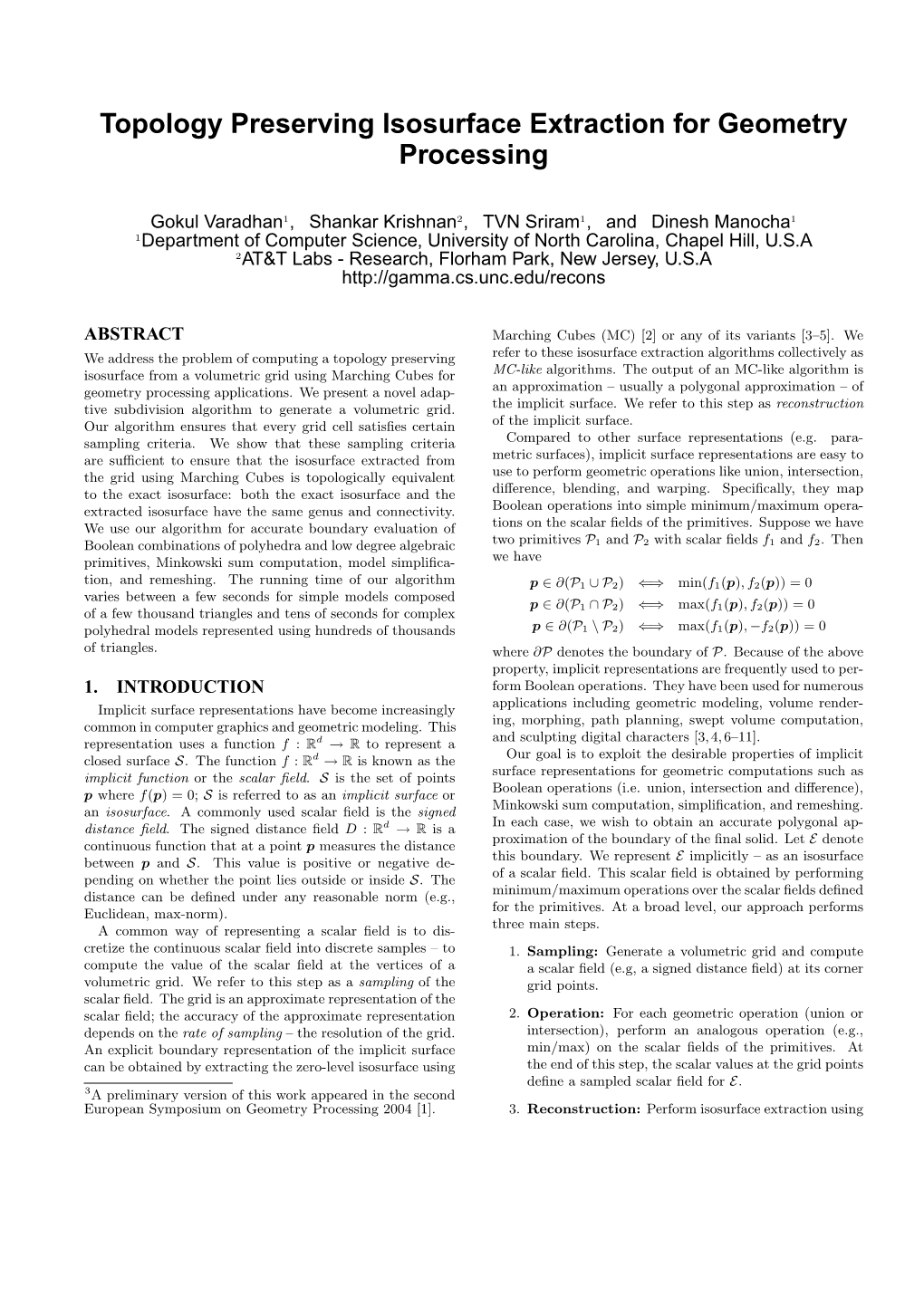 Topology Preserving Isosurface Extraction for Geometry Processing