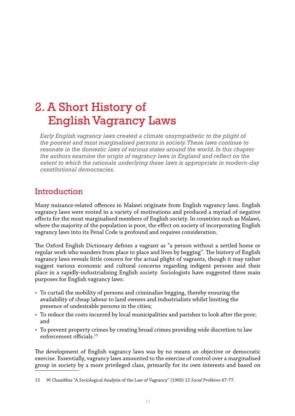 2. a Short History of English Vagrancy Laws