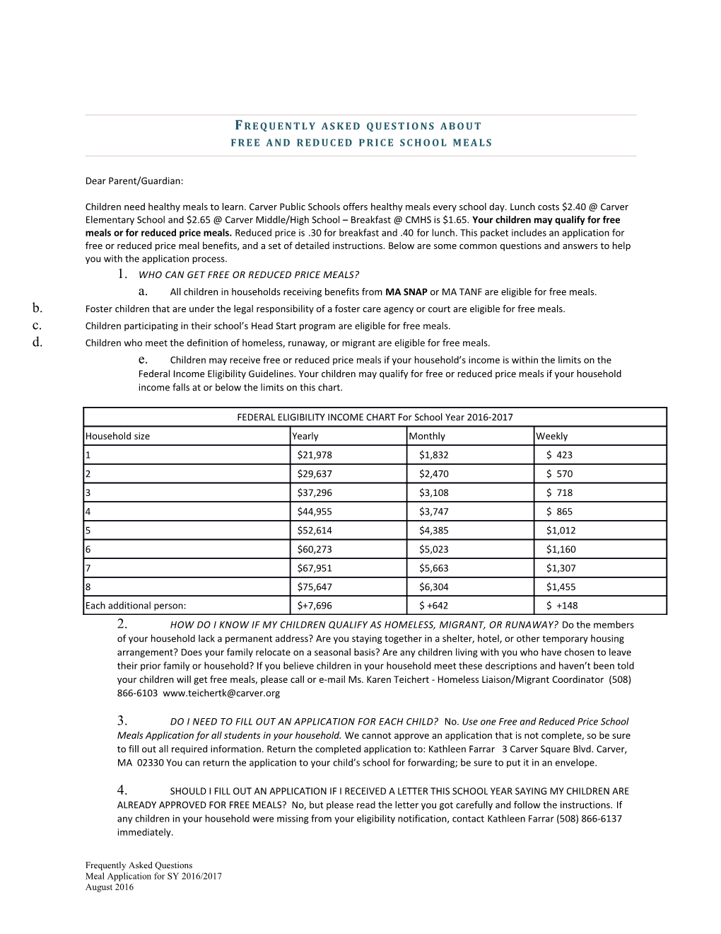 Frequently Asked Questions About Free and Reduced Price School Meals s1