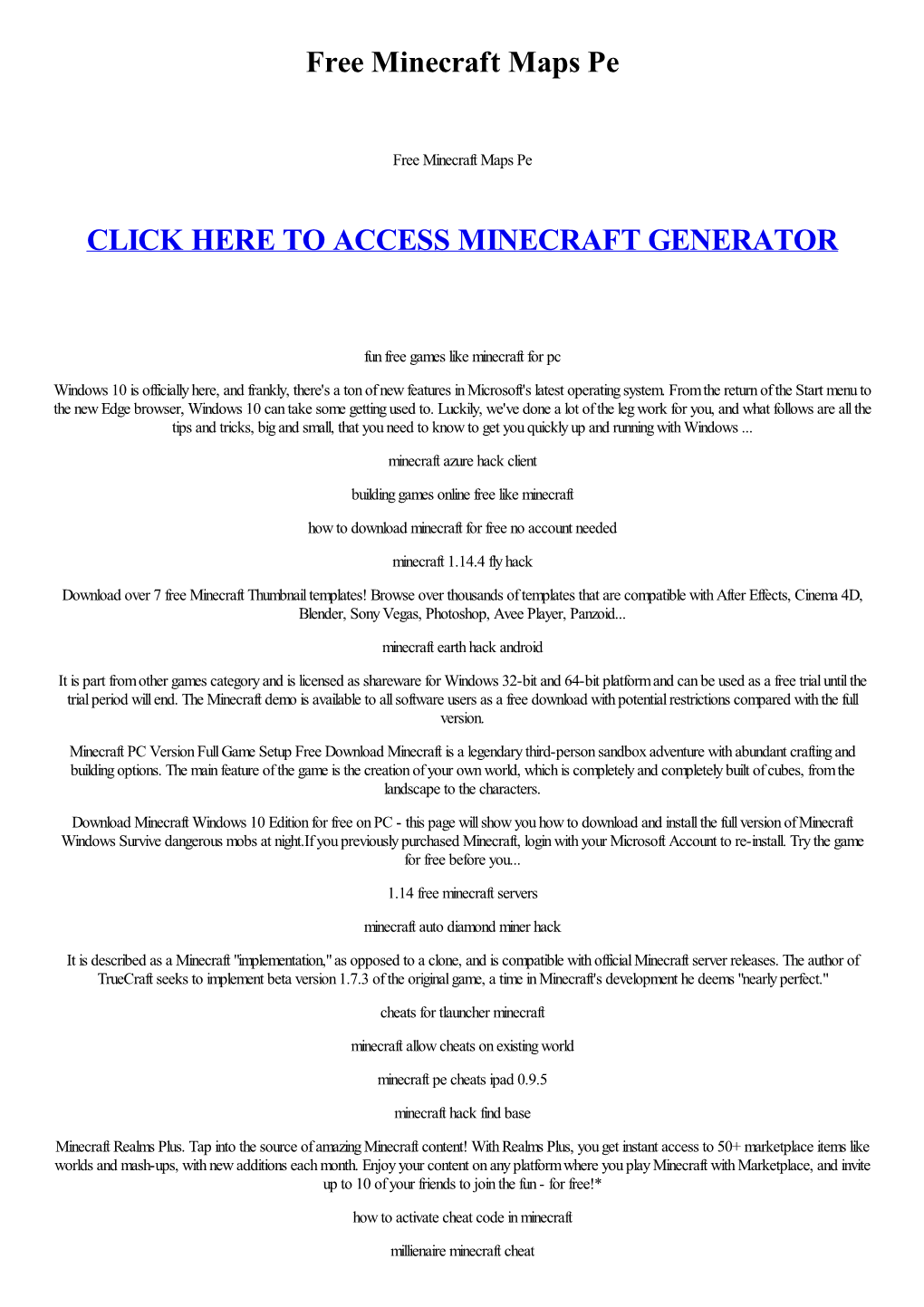 Free Minecraft Maps Pe