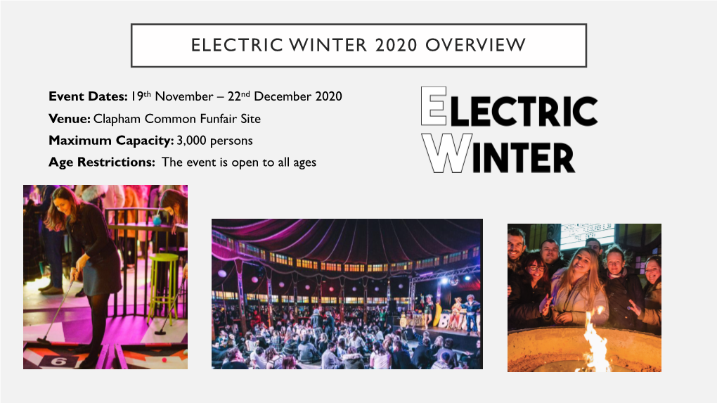 Electric Winter 2020 Overview