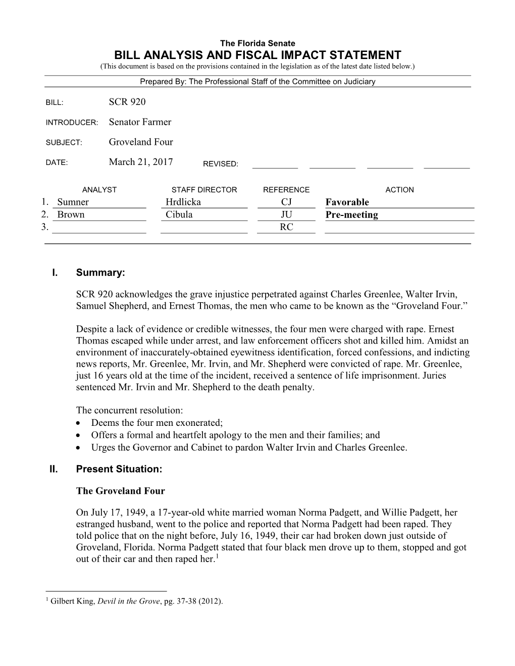 Bill Analysis and Fiscal Impact Statement