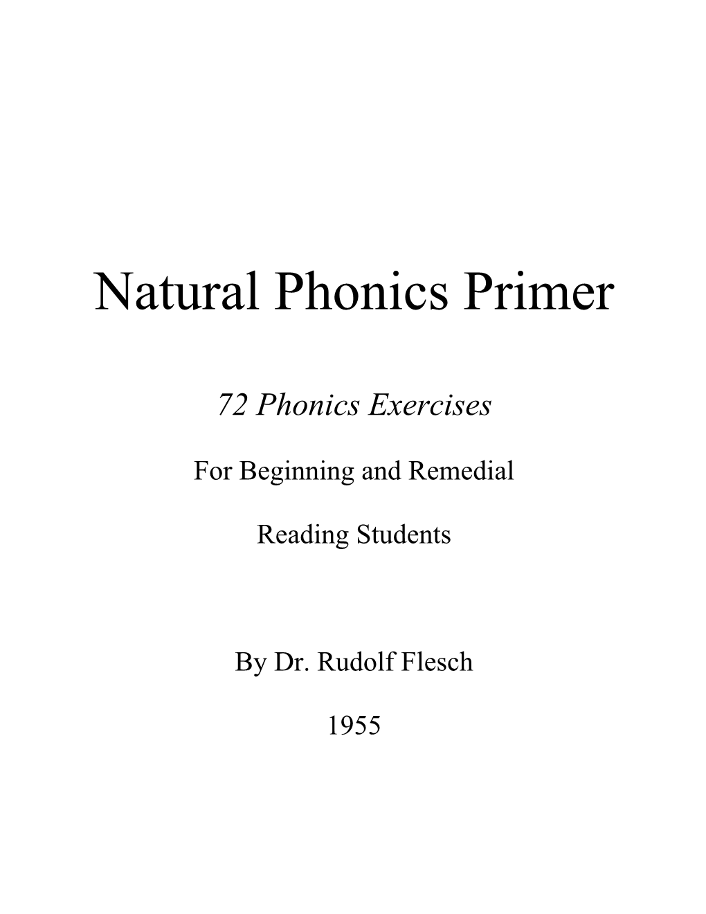 Natural Phonics Primer