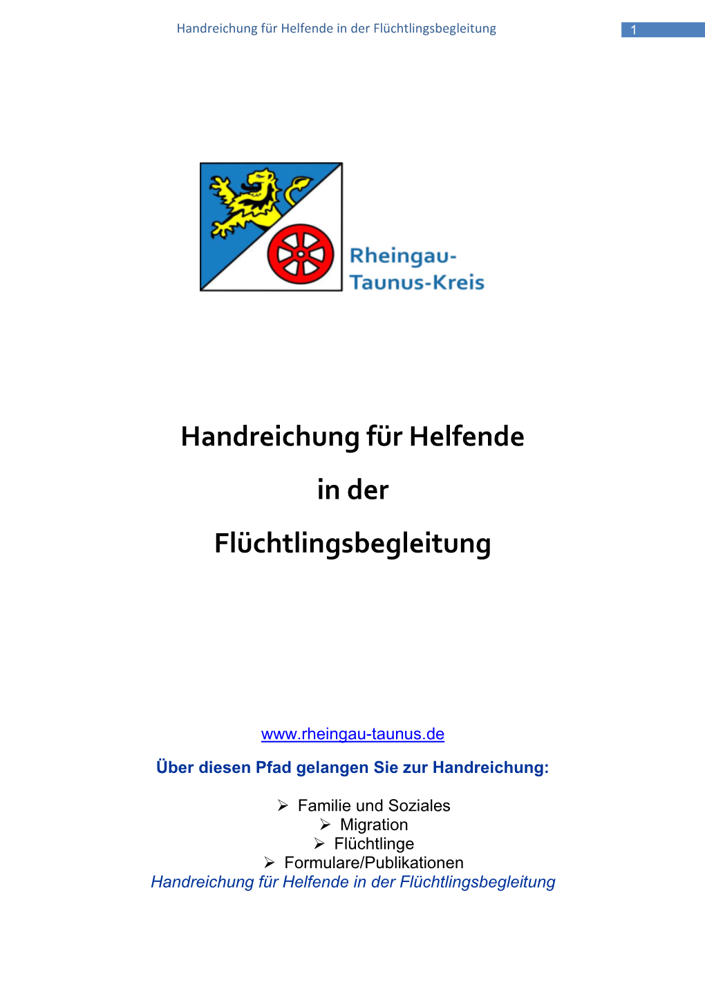 Handreichung Für Helfende in Der Flüchtlingsbegleitung 1