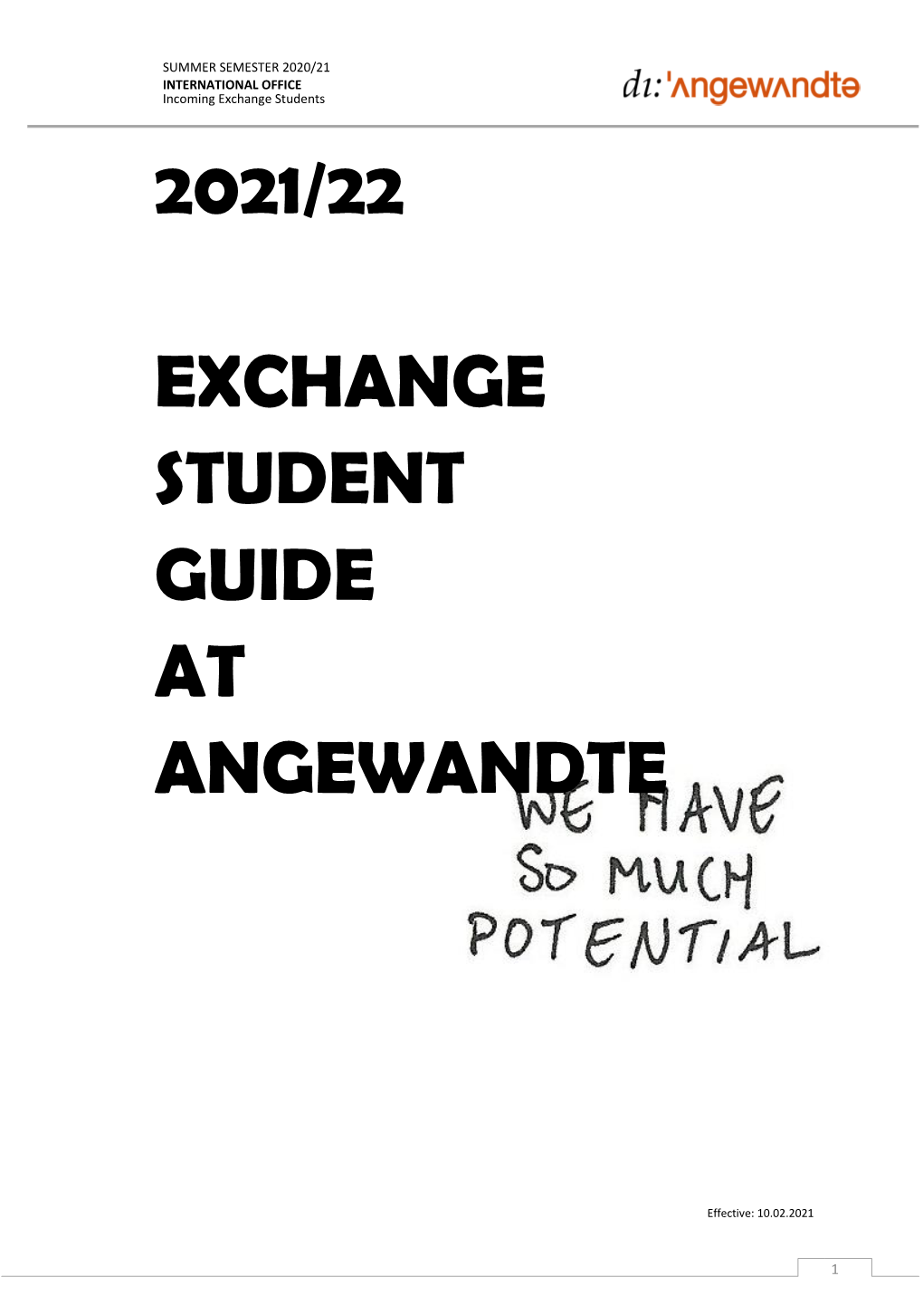 2021/22 Exchange Student Guide at Angewandte