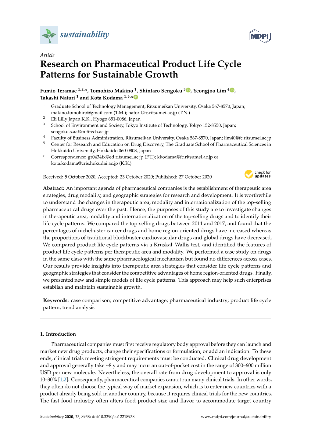 Research on Pharmaceutical Product Life Cycle Patterns for Sustainable Growth