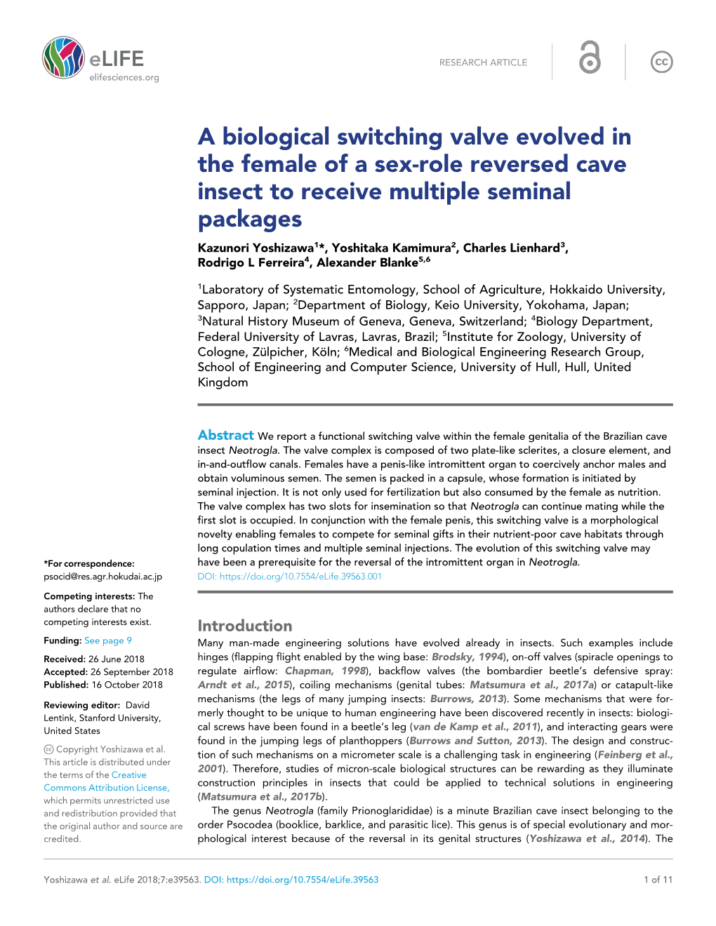 A Biological Switching Valve Evolved in the Female of a Sex-Role Reversed