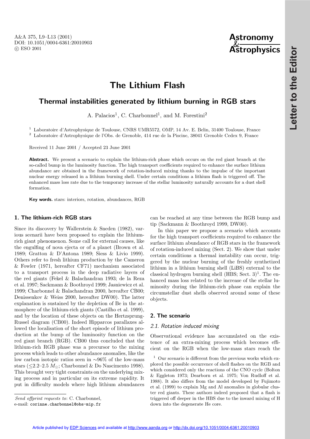 The Lithium Flash