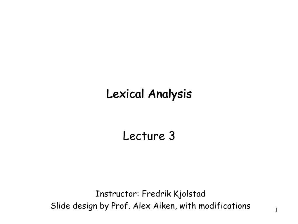 Lexical Analysis