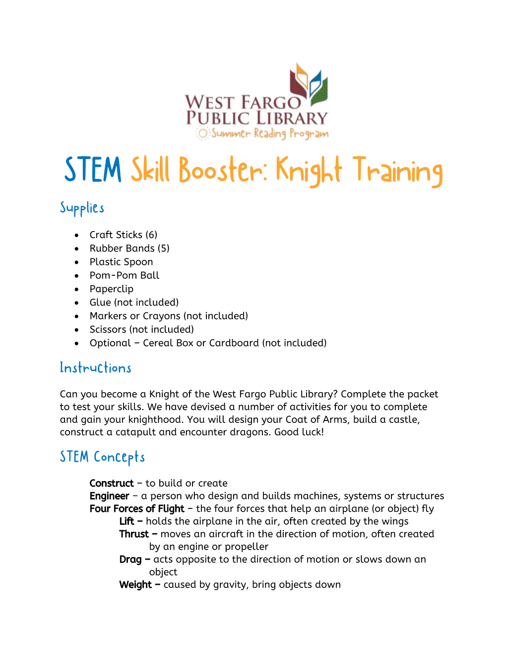 STEM Skill Booster: Knight Training Supplies