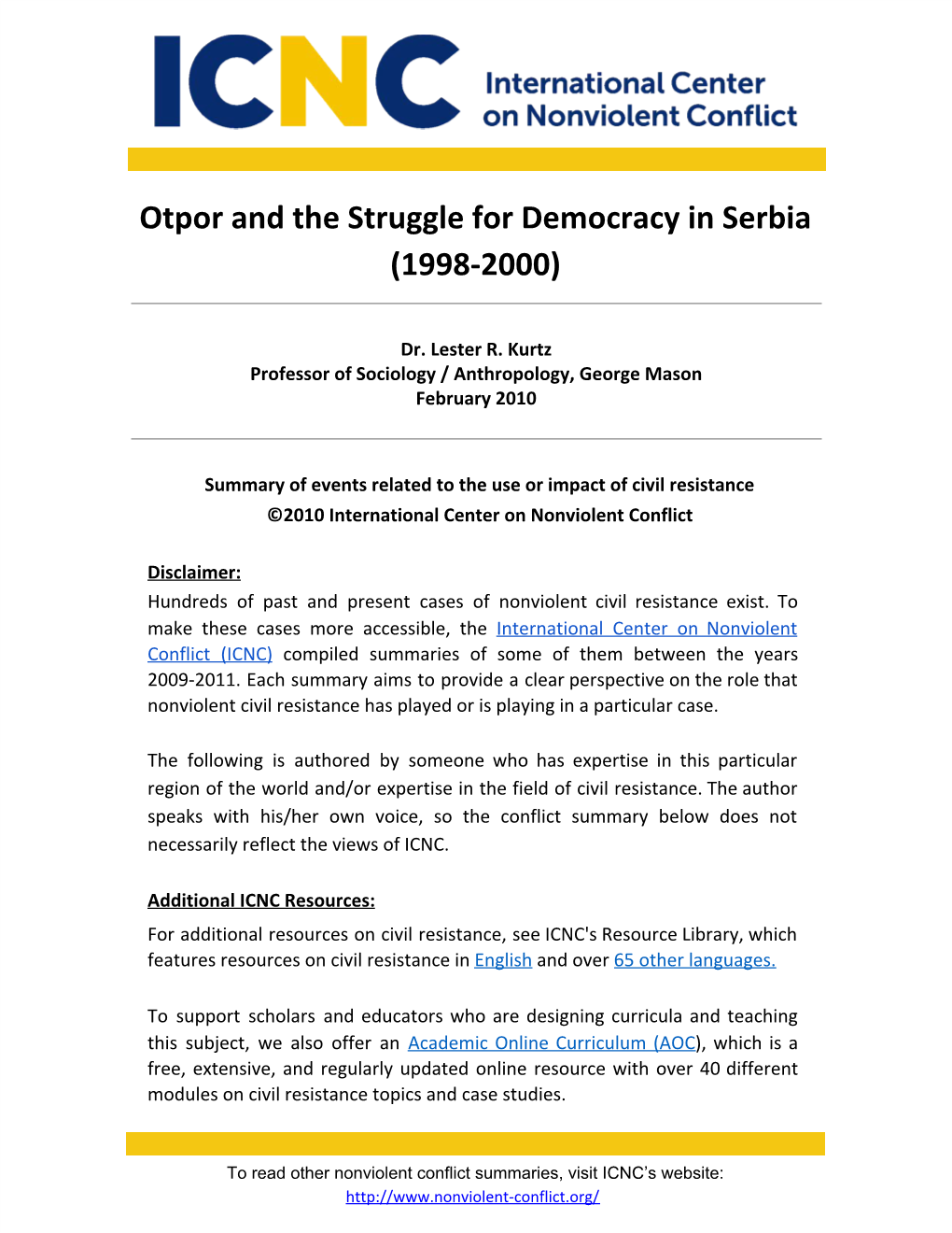 Otpor and the Struggle for Democracy in Serbia