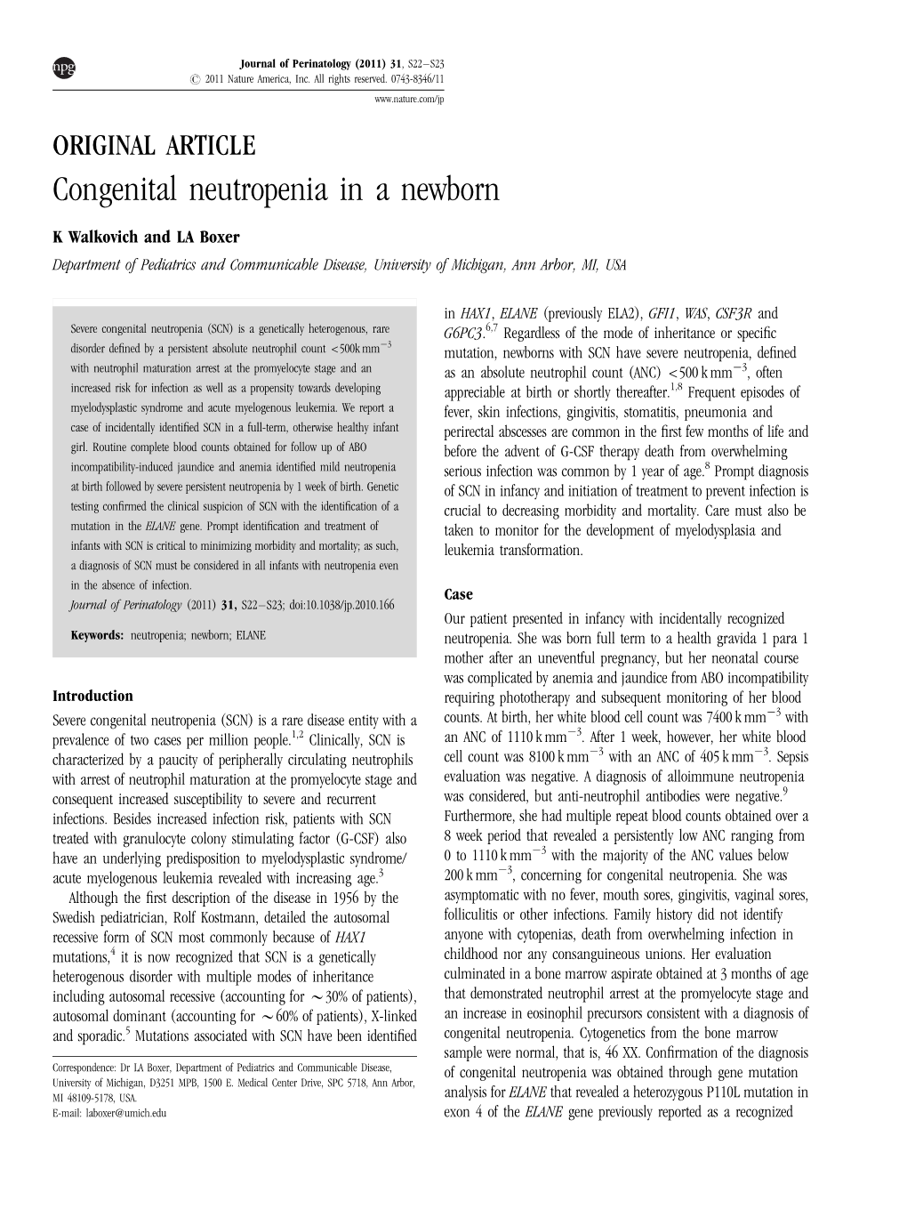 Congenital Neutropenia in a Newborn