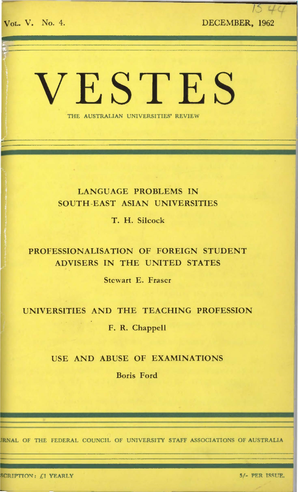 Vestes/The Australian Universities' Review Vol. 5, No. 4