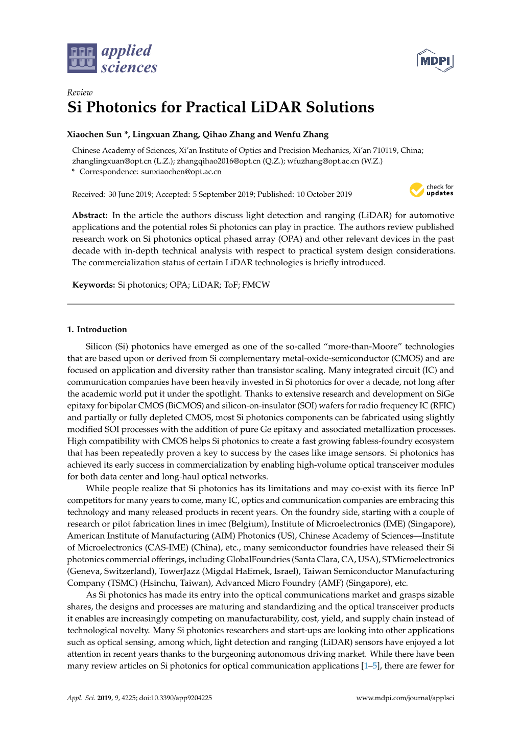 Si Photonics for Practical Lidar Solutions