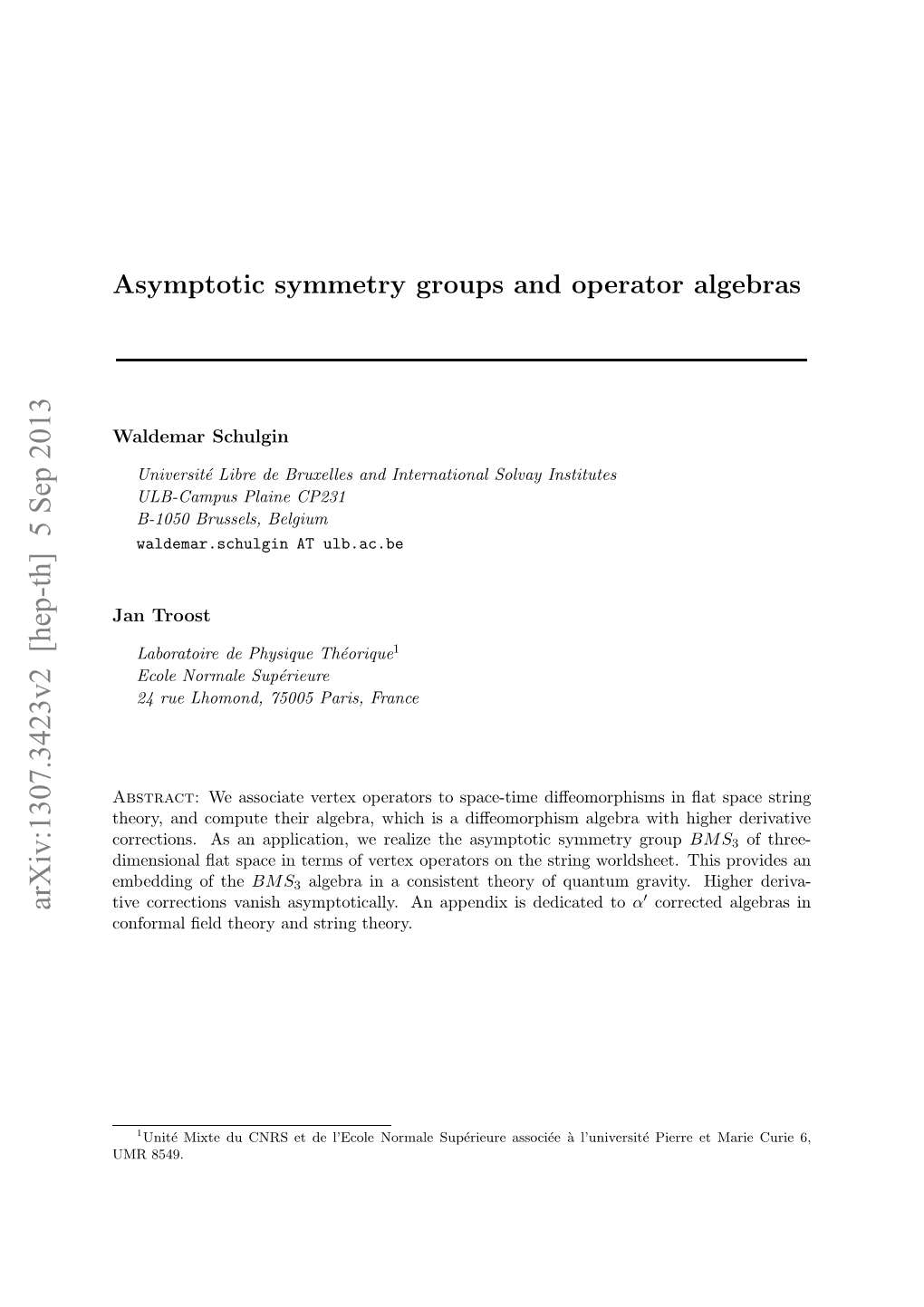 Asymptotic Symmetry Groups and Operator Algebras