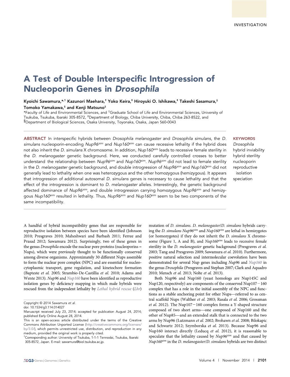 A Test of Double Interspecific Introgression of Nucleoporin Genes