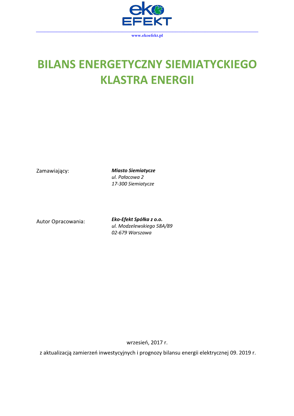 Bilans Energetyczny Siemiatyckiego Klastra Energii