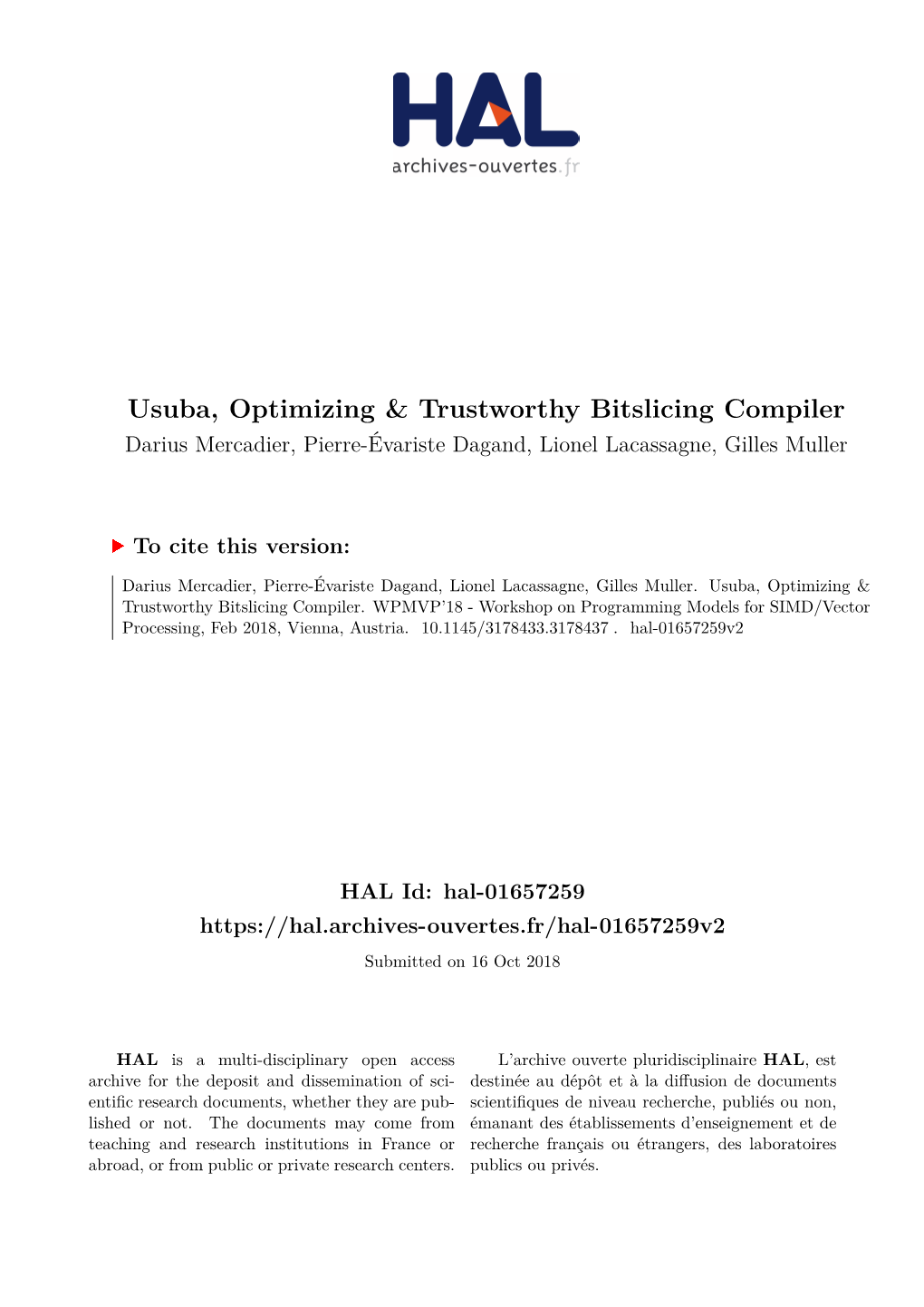 Usuba, Optimizing & Trustworthy Bitslicing Compiler