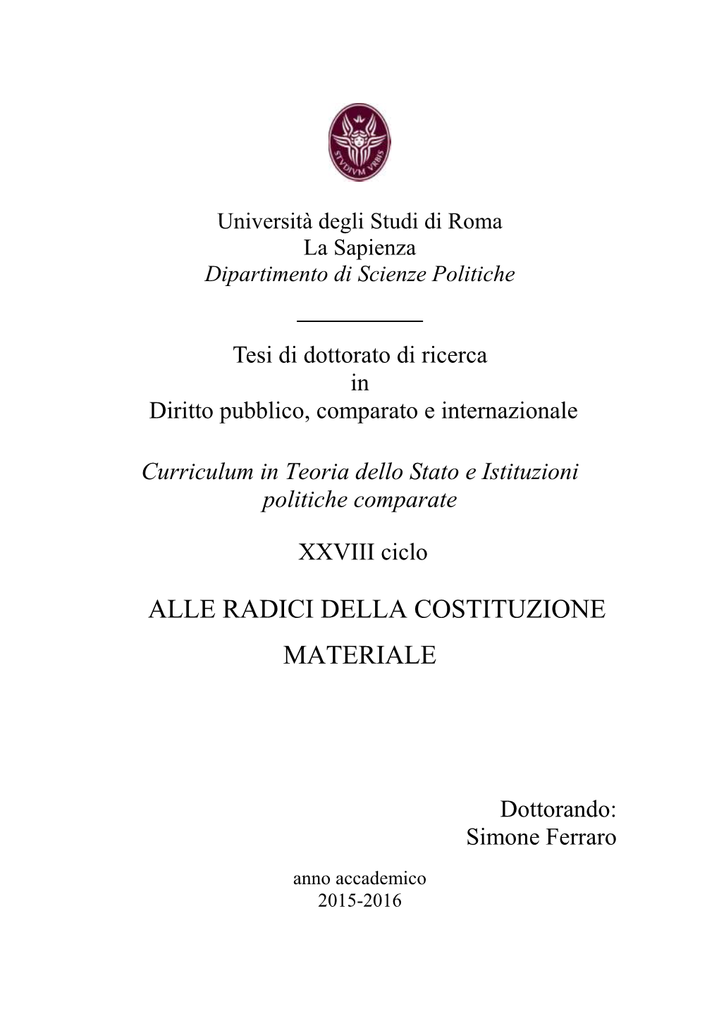 Radici Della Costituzione Materiale