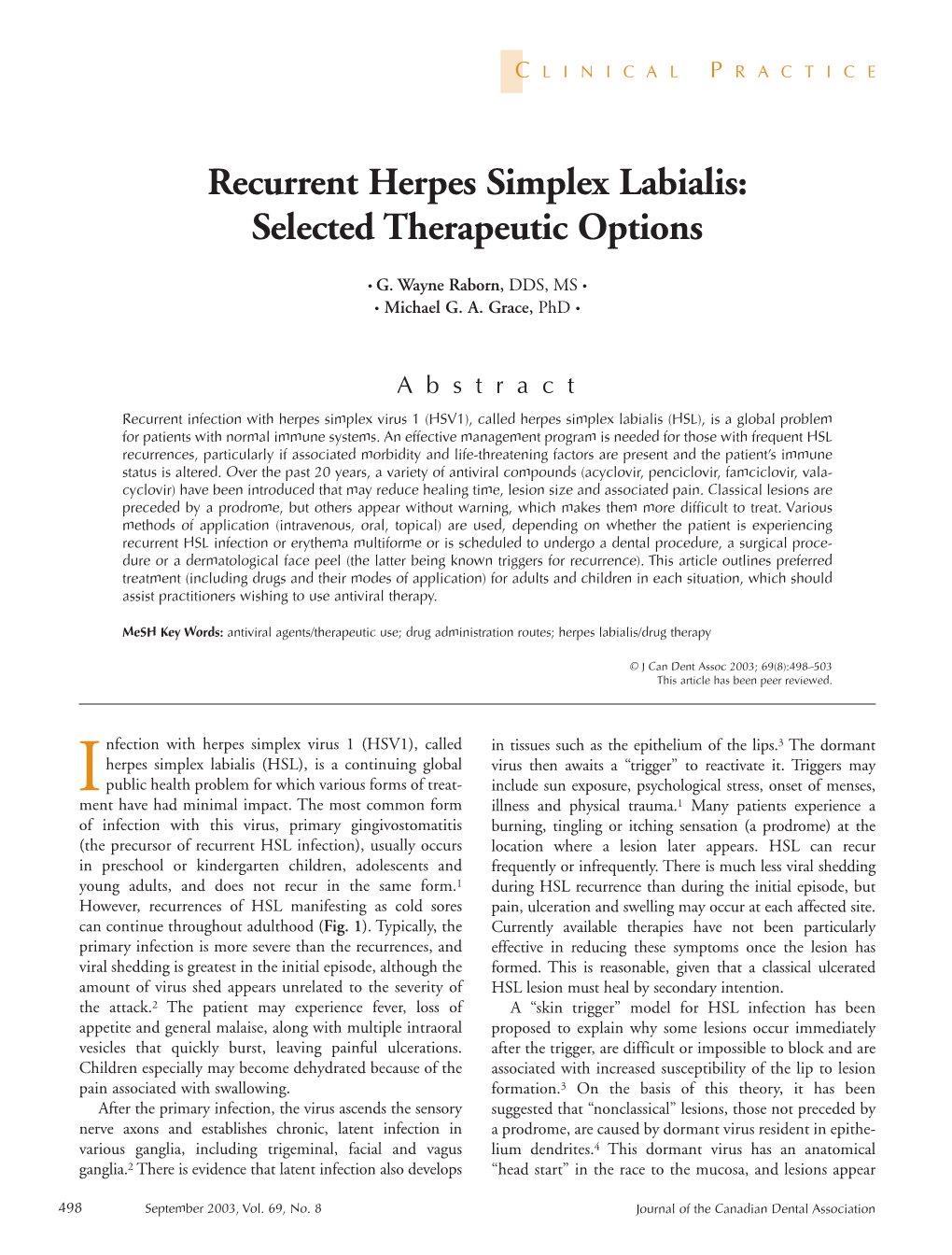 Recurrent Herpes Simplex Labialis: Selected Therapeutic Options