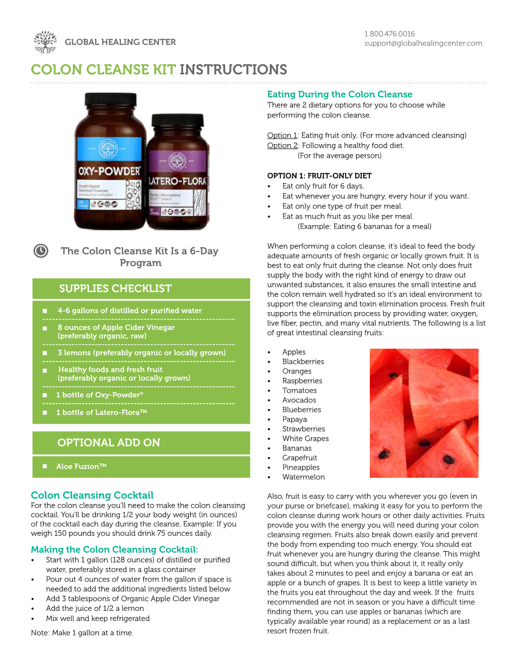 Colon Cleanse Kit Instructions