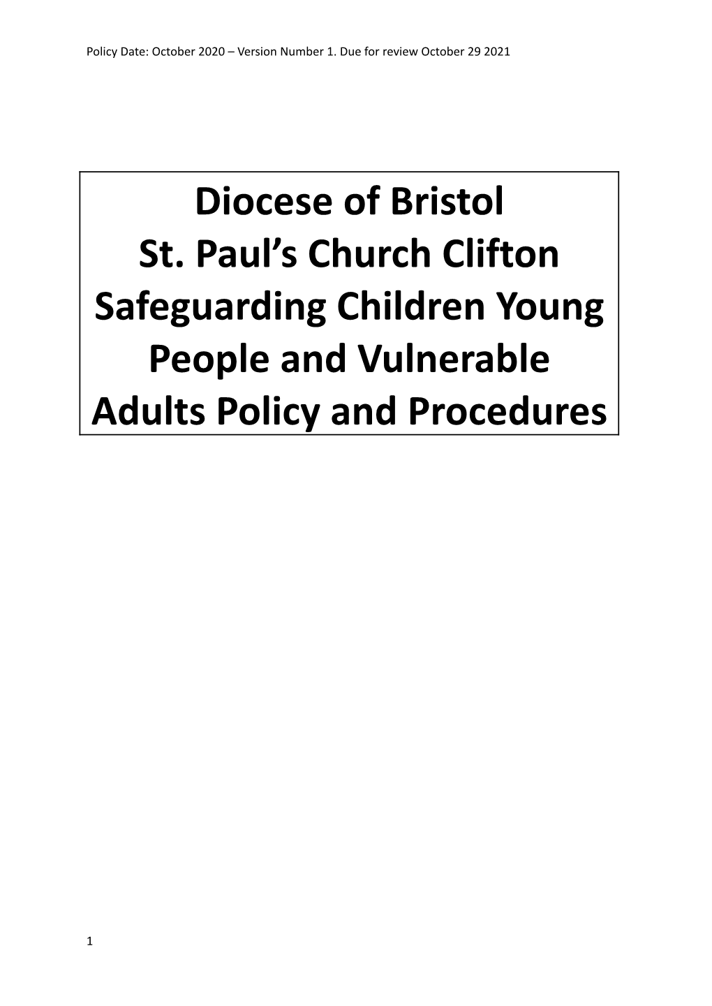 St Paul's Safeguarding Policy 2020