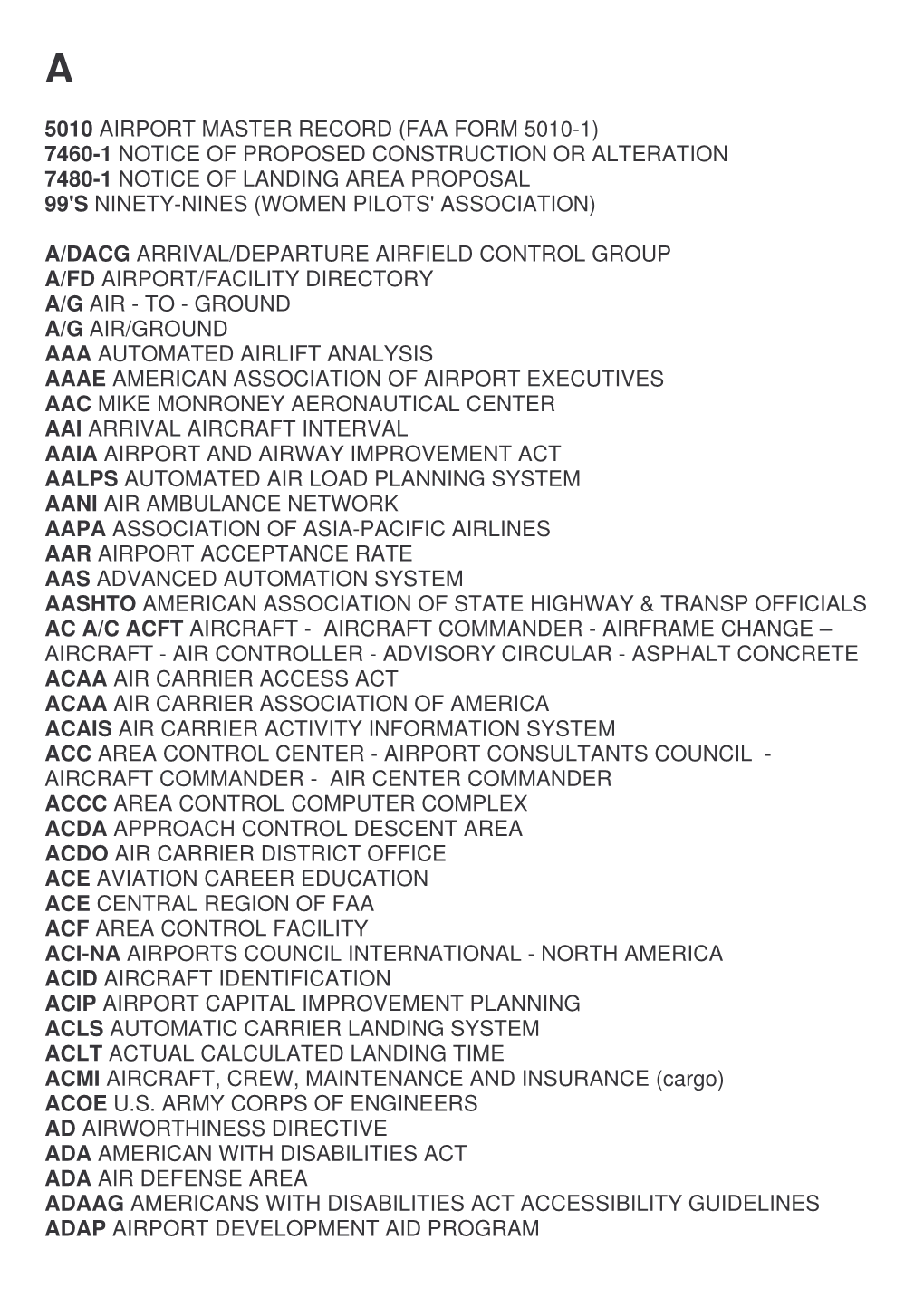 Aviation Acronysm