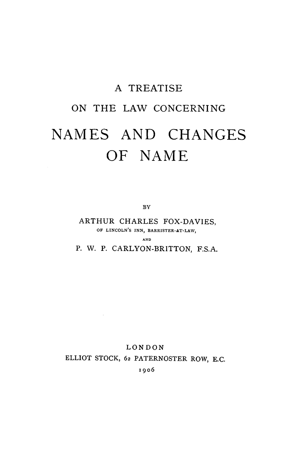 Names and Changes of Name