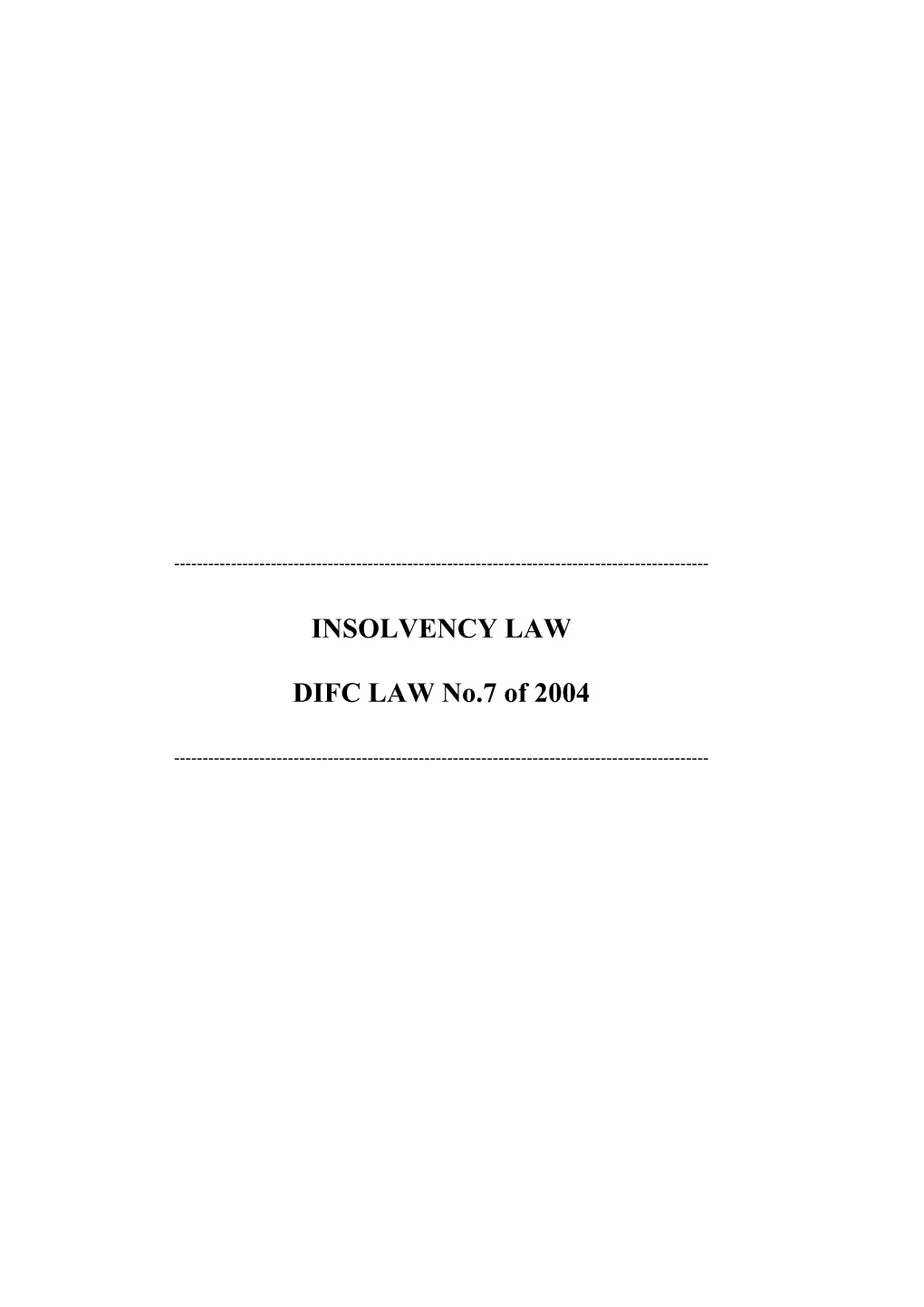 Insolvency Law