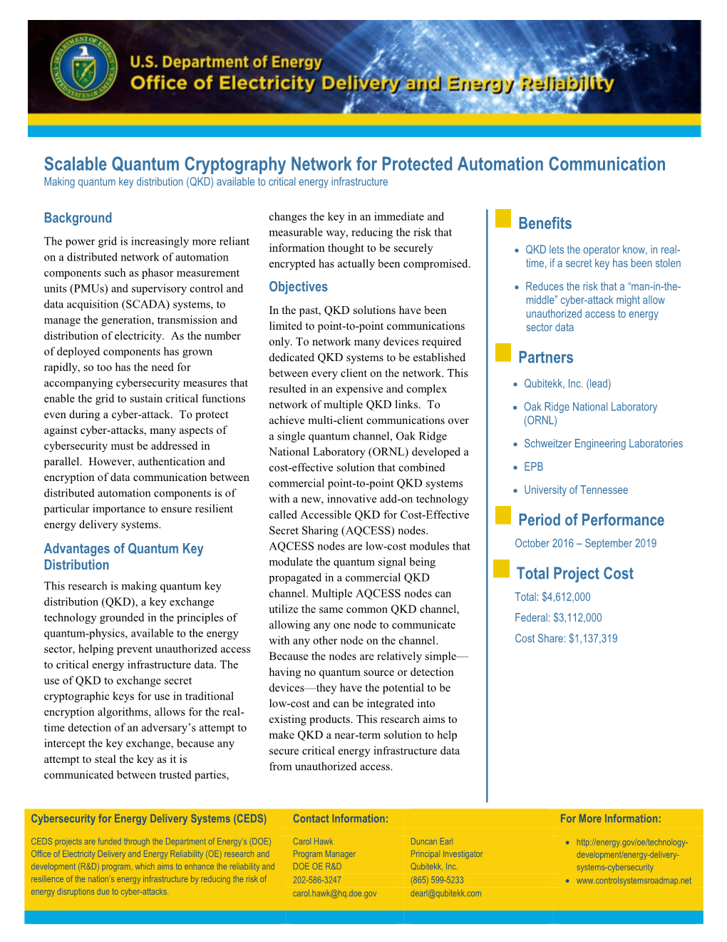 Scalable Quantum Cryptography Network for Protected Automation Communication Making Quantum Key Distribution (QKD) Available to Critical Energy Infrastructure