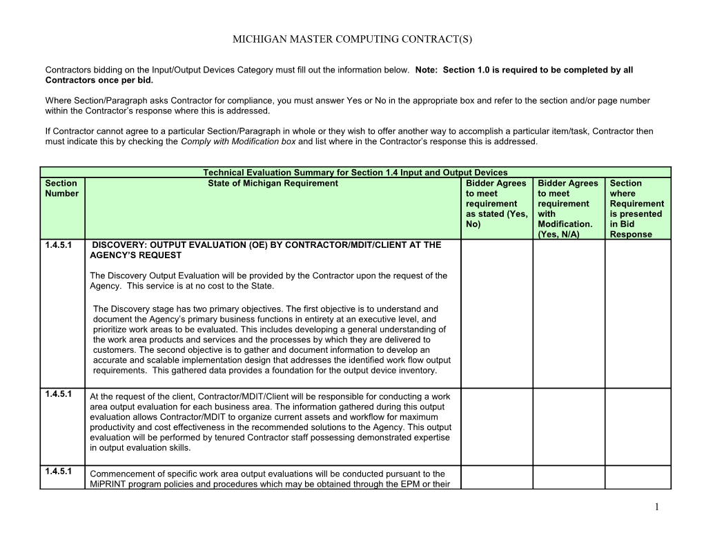 Michigan Master Computing Contract(S)