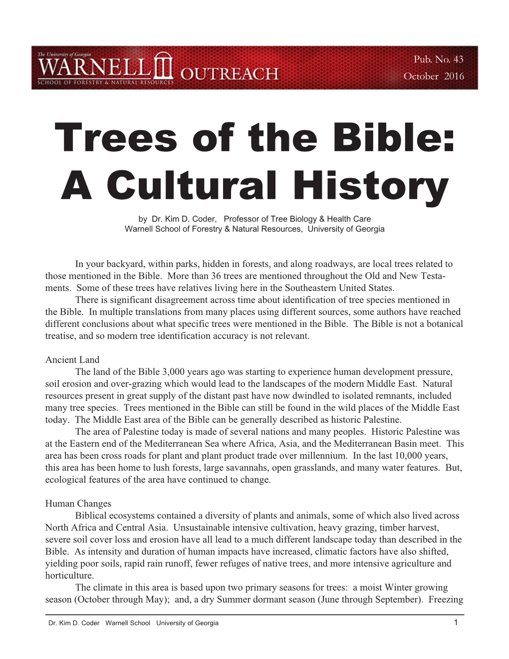 Trees of the Bible: a Cultural History by Dr