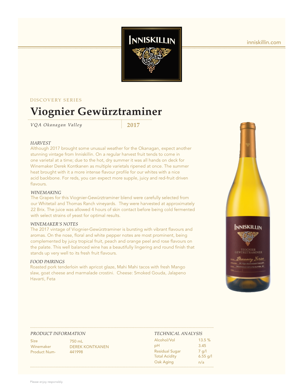 Viognier Gewürztraminer VQA Okanagan Valley 2017