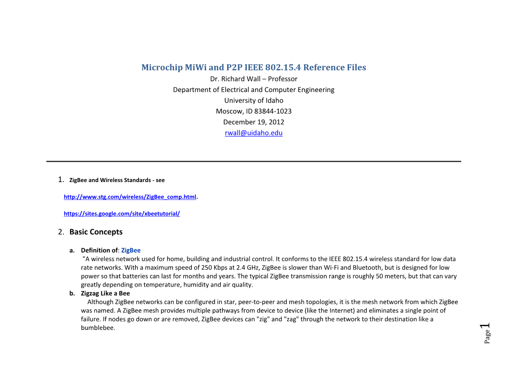 Microchip Miwi and P2P IEEE 802.15.4 Reference Files Dr