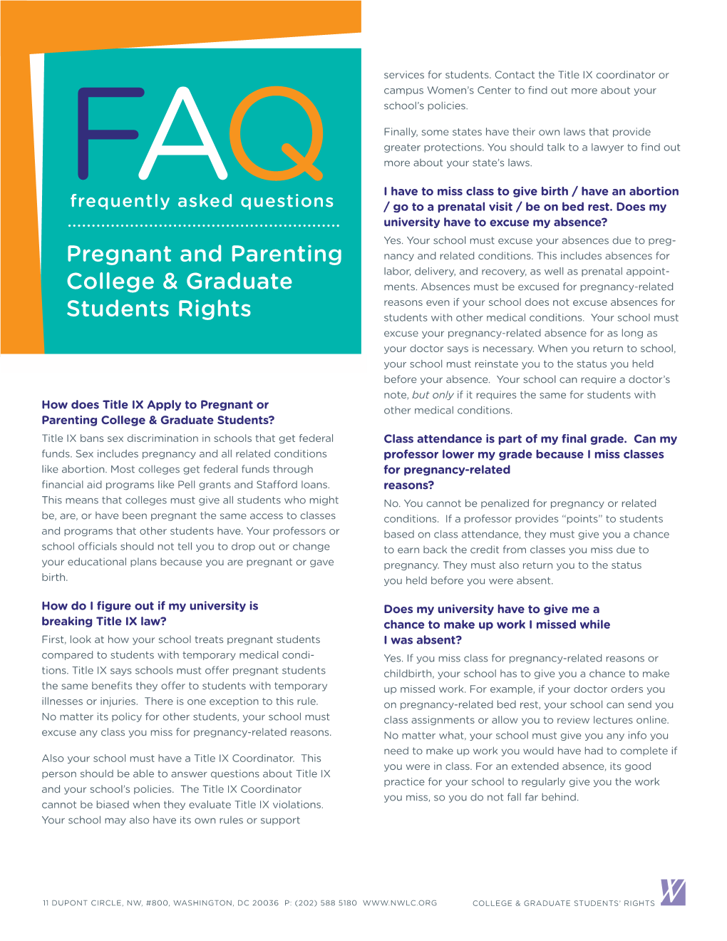 Pregnant and Parenting College & Graduate Students Rights