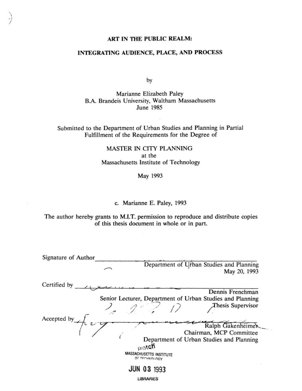 Y-4Ralph Eoikeilmet Chairman, MCP Committee Department of Urban Studies and Planning P Otc MASSACHUSETS Olr Tlf',4Lj; Nryinstitute