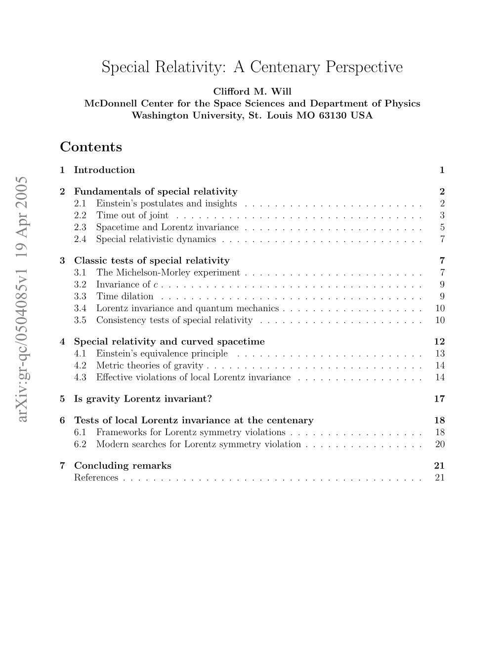 Special Relativity: a Centenary Perspective